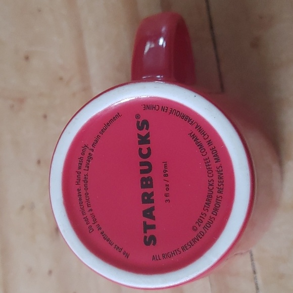 2015 Starbucks Mini 3oz Red Mug, Demi Espresso Cup, Green Mermaid Logo, Xmas - Picture 2 of 3